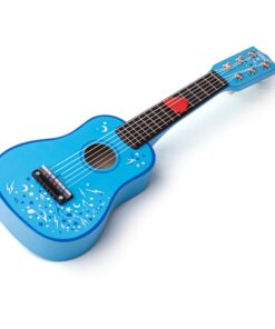 Дървена китара за деца в син цвят Bigjigs