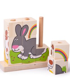 Дървени кубчета за деца Домашни животни Bigjigs