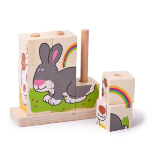 Дървени кубчета за деца Домашни животни Bigjigs