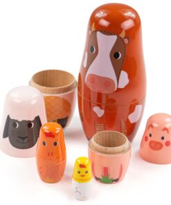 Дървени матрьошки за деца Животните от фермата Bigjigs