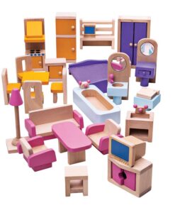 Дървени мебели за къща за кукли за деца Bigjigs