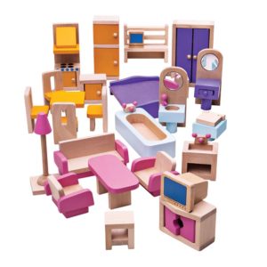 Дървени мебели за къща за кукли за деца Bigjigs