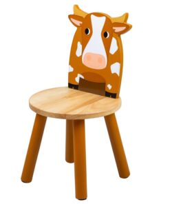 Дървено детско столче с кравичка Bigjigs