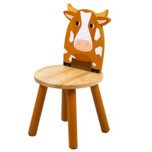 Дървено детско столче с кравичка Bigjigs