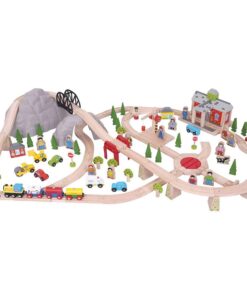 Голям комплект дървено влакче Планинска линия Bigjigs