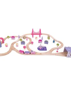 Детски дървен влак в розово Градът на феите Bigjigs