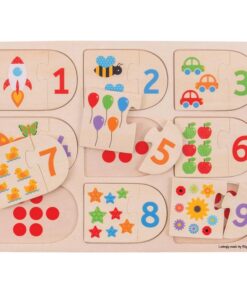 Детски дървен пъзел Съответствие на числа Bigjigs