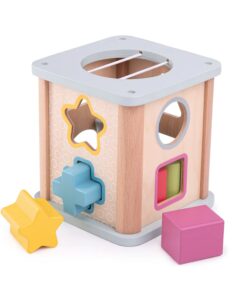 Детски дървен сортер с цветни форми Bigjigs