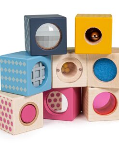 Детски дървени сензорни кубчета Bigjigs