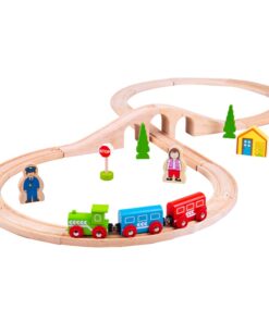Детски комплект за дървен влак Осмица Bigjigs