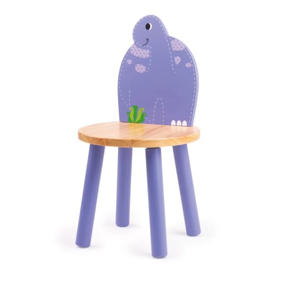 Детско дървено столче Бронтозавър в лилаво Bigjigs