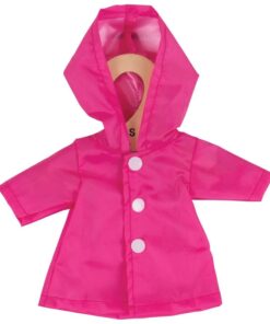 Дреха за кукла 25 см Розов дъждобран Bigjigs