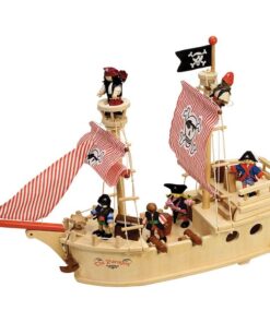 Дървен детски пиратски кораб с екипаж Bigjigs
