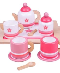Дървен розов комплект за чай Bigjigs