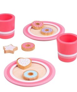 Дървен комплект с бисквитки в розово Bigjigs