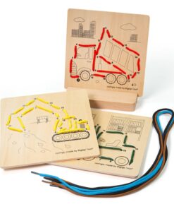 Дървен комплект шиене по номера превозни средства Bigjigs