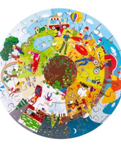 Дървен кръгъл пъзел със сезоните Bigjigs