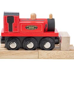 Дървен локомотив в червено Териер Bigjigs