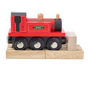 Дървен локомотив в червено Териер Bigjigs