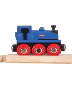 Дървен локомотив за игра в синьо Лидия Bigjigs