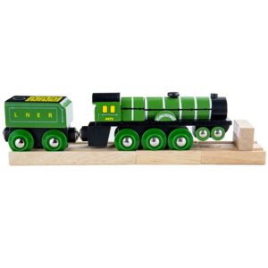 Дървен локомотив в зелено