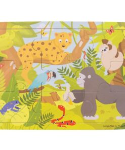 Дървен пъзел за деца в рамка Джунгла Bigjigs