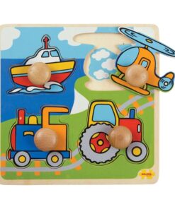 Дървен пъзел с дръжки Превозни средства Bigjigs