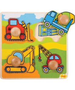 Дървен пъзел с дръжки Строителна площадка Bigjigs