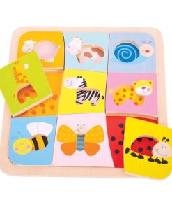 Дървен пъзел с животни Асоциации Bigjigs