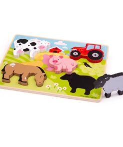 Дървен пъзел с фигури Ферма Bigjigs