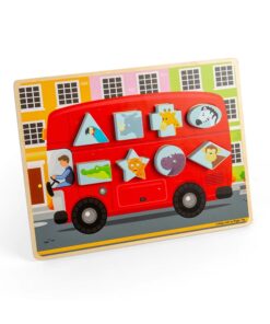 Дървен пъзел с форми за сортиране Автобус Bigjigs