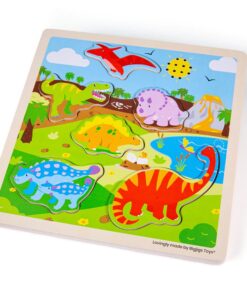 Дървен пъзел със звуци на динозаври Bigjigs