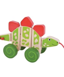 Детска дървена играчка за дърпане Динозавър Bigjigs