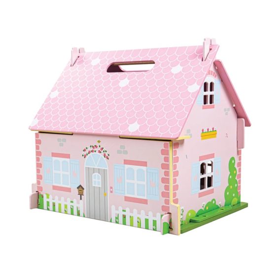 Дървена детска къща за кукли с цветя Bigjigs
