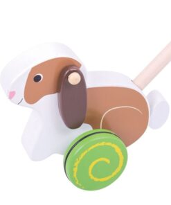 Дървена играчка за бутане Заек Bigjigs