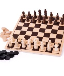 Дървена табла и шах 2 в 1 настолни игри Bigjigs