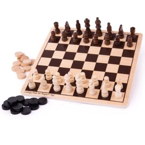 Дървена табла и шах 2 в 1 настолни игри Bigjigs