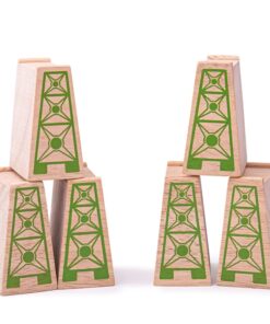 Дървени блокчета за повдигане на релси 12 броя Bigjigs