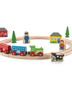 Дървено влакче с релси в кръг Bigjigs