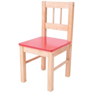 Дървено детско столче в червен цвят Bigjigs