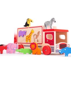 Дървено камионче сортер с живони Сафари Bigjigs