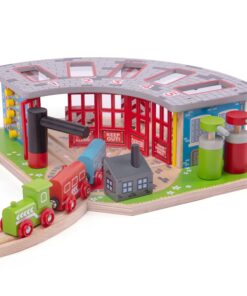 Комплект за дървени влакчета Дървен навес Bigjigs