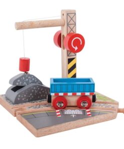 Комплект за дървени влакчета Дървен кран за чакъл Bigjigs