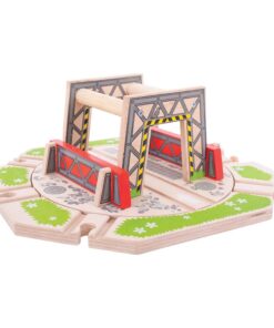 Комплект за дървени влакчета Индустриален прелез Bigjigs
