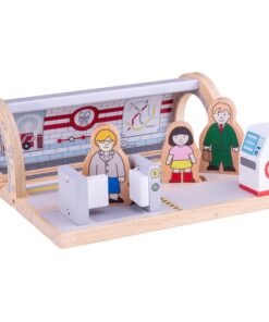 Комплект за дървено влакче Подземна станция Лондон Bigjigs