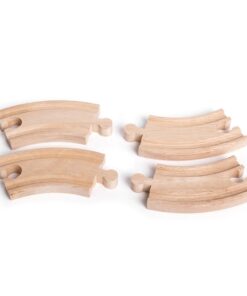 Комплект от 4 дървени къси релси извити Bigjigs