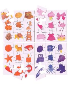 Комплект от 4 дървени пъзела цветове Bigjigs