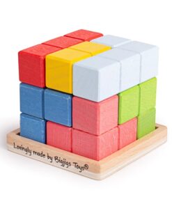 Логически дървен пъзел Цветен куб Bigjigs