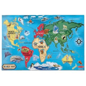 Детски пъзел карта на света с животни Melissa & Doug