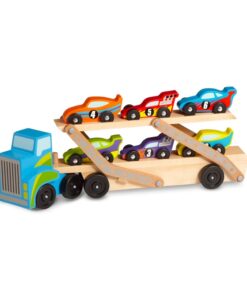 Дървено камионче автовоз с 6 коли Melissa & Doug